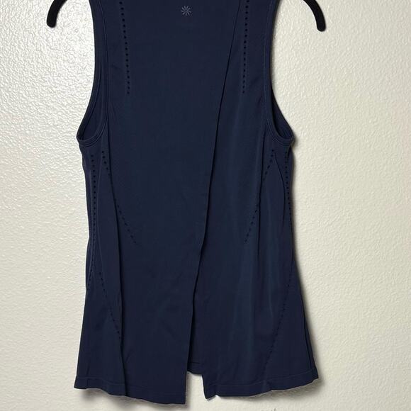 Athleta Foothill Seamless Tank Top Women's size XS Open Back Tie Navy Blue - Picture 11 of 15